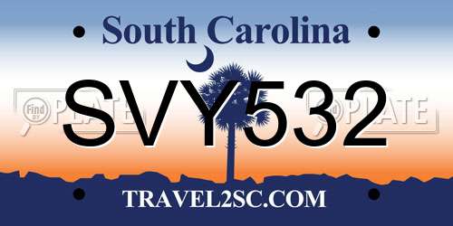 SVY532 South Carolina License Plate