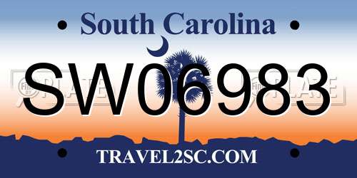 SW06983 South Carolina License Plate