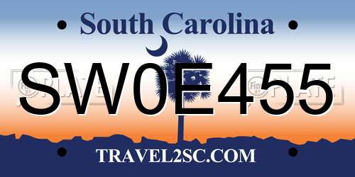 SW0E455 South Carolina License Plate