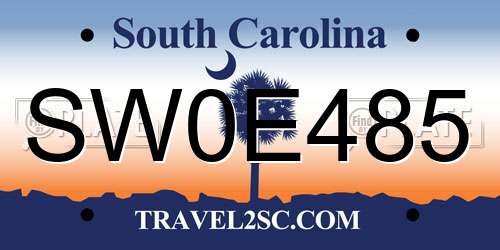 SW0E485 South Carolina License Plate