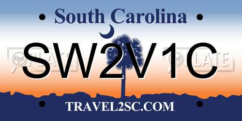 SW2V1C South Carolina License Plate