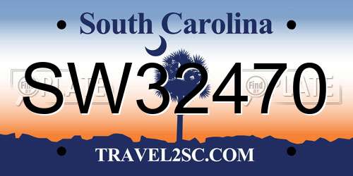 SW32470 South Carolina License Plate
