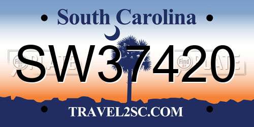 SW37420 South Carolina License Plate