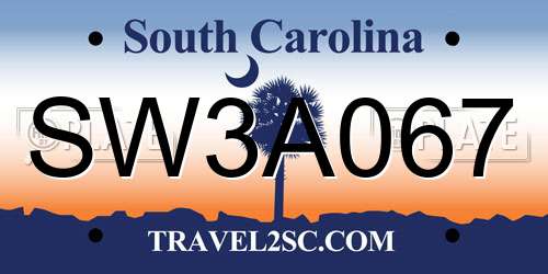 SW3A067 South Carolina License Plate