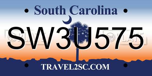 SW3U575 South Carolina License Plate