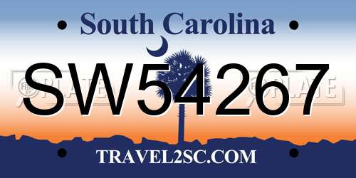 SW54267 South Carolina License Plate