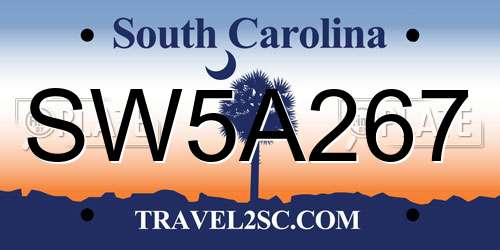 SW5A267 South Carolina License Plate