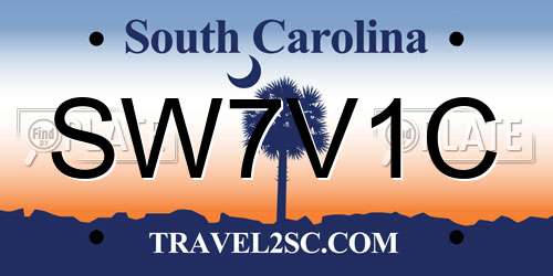 SW7V1C South Carolina License Plate