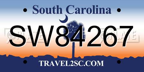 SW84267 South Carolina License Plate