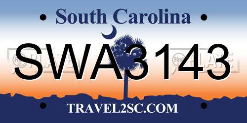 SWA3143 South Carolina License Plate
