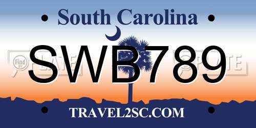 SWB789 South Carolina License Plate