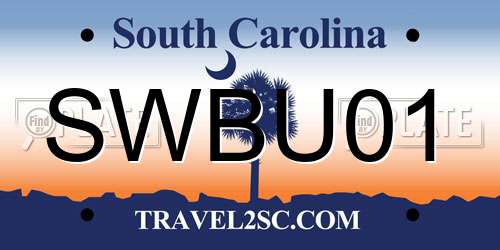 SWBU01 South Carolina License Plate