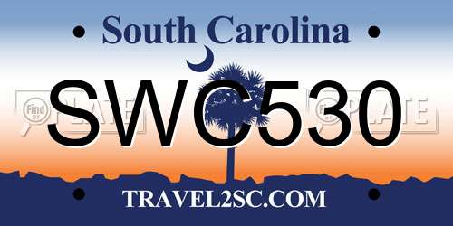 SWC530 South Carolina License Plate
