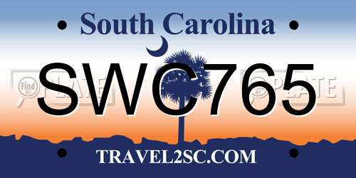 SWC765 South Carolina License Plate