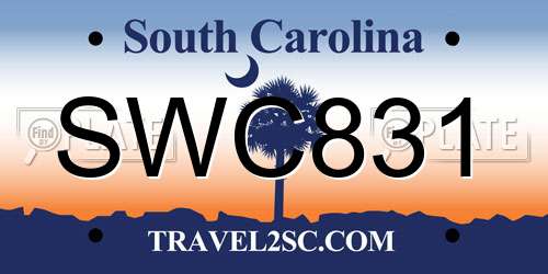 SWC831 South Carolina License Plate