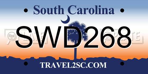 SWD268 South Carolina License Plate