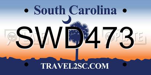 SWD473 South Carolina License Plate