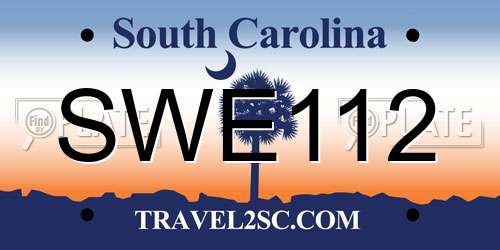 SWE112 South Carolina License Plate