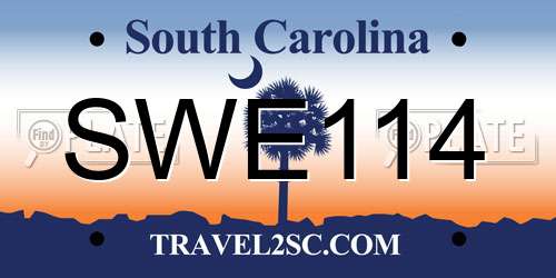 SWE114 South Carolina License Plate