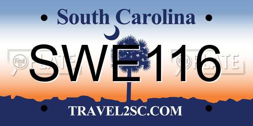 SWE116 South Carolina License Plate
