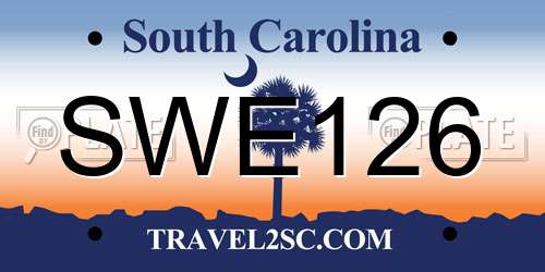 SWE126 South Carolina License Plate