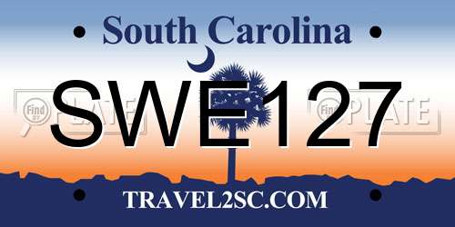 SWE127 South Carolina License Plate