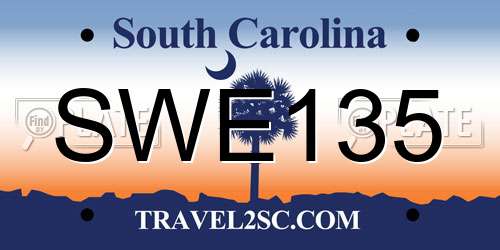 SWE135 South Carolina License Plate
