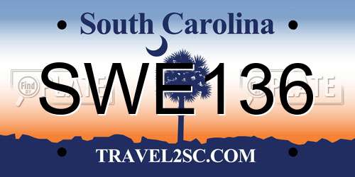 SWE136 South Carolina License Plate