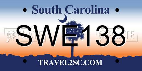 SWE138 South Carolina License Plate