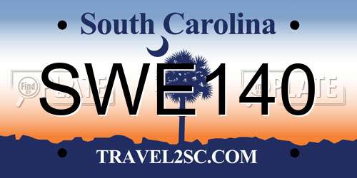 SWE140 South Carolina License Plate
