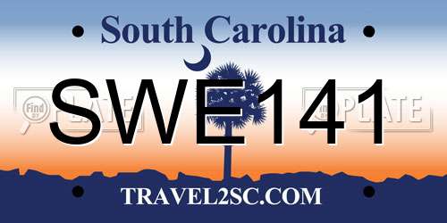 SWE141 South Carolina License Plate