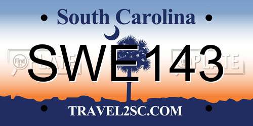 SWE143 South Carolina License Plate