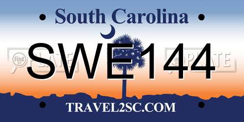 SWE144 South Carolina License Plate