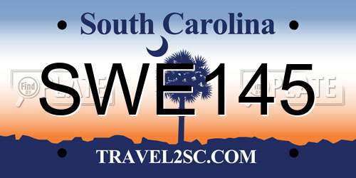 SWE145 South Carolina License Plate