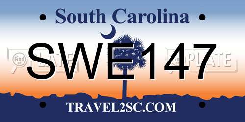 SWE147 South Carolina License Plate