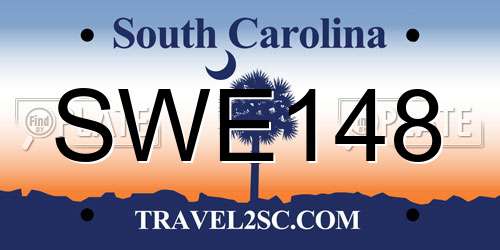 SWE148 South Carolina License Plate