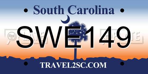 SWE149 South Carolina License Plate