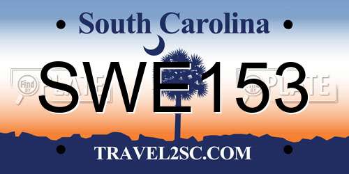 SWE153 South Carolina License Plate