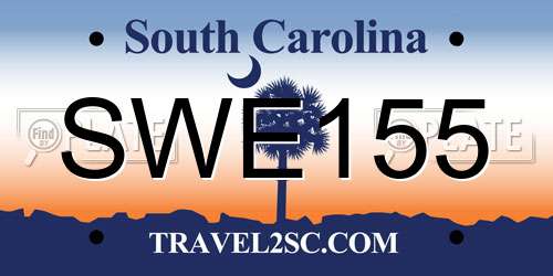 SWE155 South Carolina License Plate