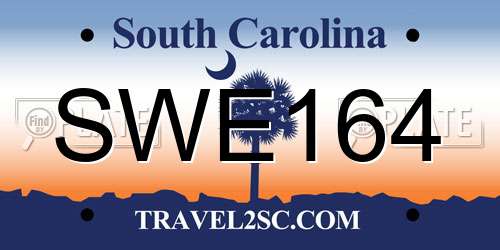 SWE164 South Carolina License Plate