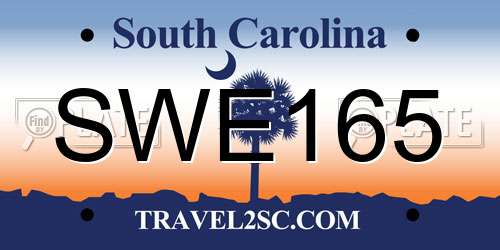 SWE165 South Carolina License Plate