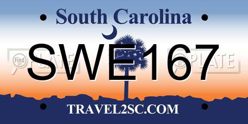 SWE167 South Carolina License Plate