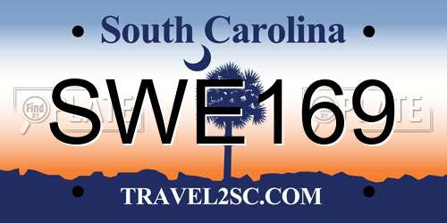 SWE169 South Carolina License Plate
