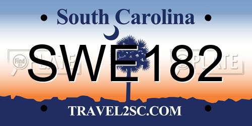 SWE182 South Carolina License Plate
