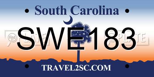 SWE183 South Carolina License Plate