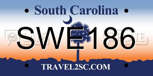 SWE186 South Carolina License Plate