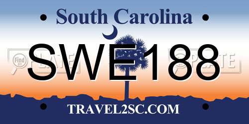 SWE188 South Carolina License Plate
