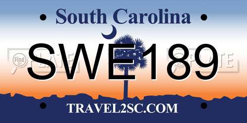 SWE189 South Carolina License Plate