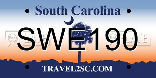 SWE190 South Carolina License Plate
