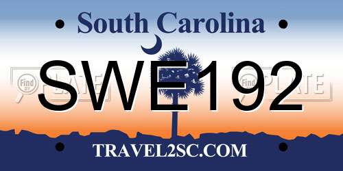 SWE192 South Carolina License Plate